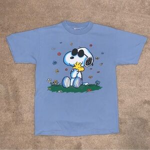 VTG Y2K 2000 Peanuts 50th Anniversary T-Shirt Snoopy Joe Cool Woodstock SS - M